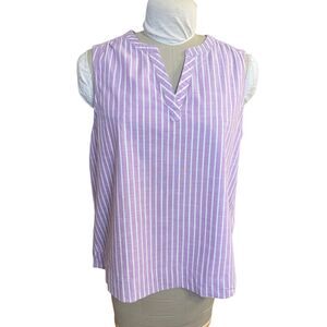 Natural Reflections Meadowlands Sleeveless Shirt - Dusty Lavender Stripe Large